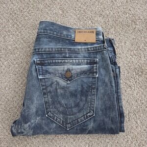 True Religion Distressed Jeans Ricky Relaxed Straight Flap Pockets USA 40‎